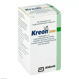 KREON 25.000 Σκληρές κάψουλες με σφαιρίδια με εντερική επικάλυψη, 50 τεμάχια