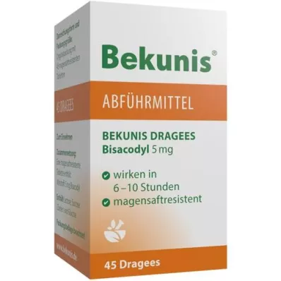 BEKUNIS Dragees Bisacodyl 5 mg δισκία με εντερική επικάλυψη, 45 τεμάχια