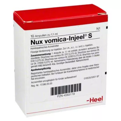 NUX VOMICA INJEEL Αμπούλες S, 10 τεμ NUX VOMICA INJEEL Αμπούλες S, 10 τεμ