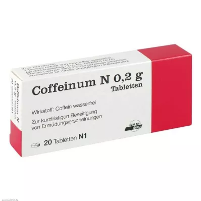 COFFEINUM δισκία N 0,2 g, 20 τεμάχια COFFEINUM δισκία N 0,2 g, 20 τεμάχια