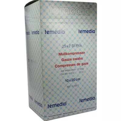 Γάζες κομπρέσες 10x20cm 12πλάσιες αποστειρωμένες 17 κλωστές, 50 τεμάχια