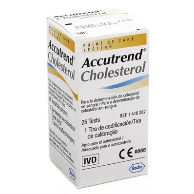 ACCUTREND Δοκιμαστικές ταινίες χοληστερόλης, 25 τεμάχια