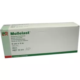 MOLLELAST Επίδεσμοι 6 cmx4 m λευκοί, 20 τεμάχια