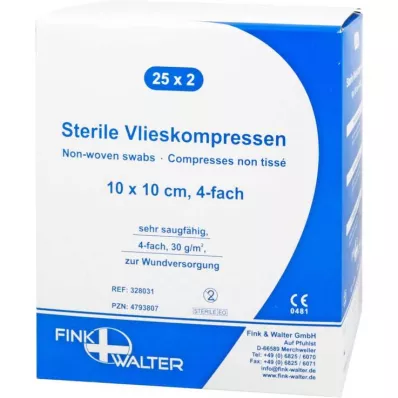 VLIESKOMPRESSEN Τετραπλό αποστειρωμένο 10x10 cm, 25X2 τεμ