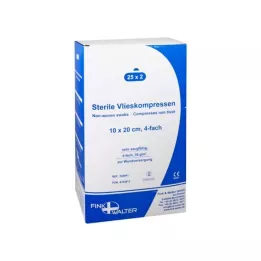 VLIESKOMPRESSEN 10x20 cm αποστειρωμένο 4πλό, 25X2 τεμ