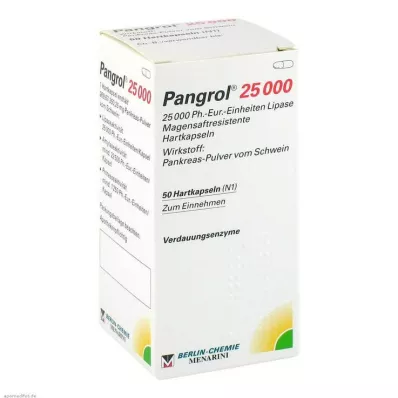 Pangrol 25000 σκληρές κάψουλες με γαστροανθεκτικό επικαλυμμένο δέρμα, 50 τεμάχια