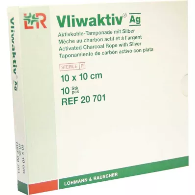VLIWAKTIV AG Ταμπόν ενεργού άνθρακα με ασήμι 10x10 cm, 10 τεμάχια