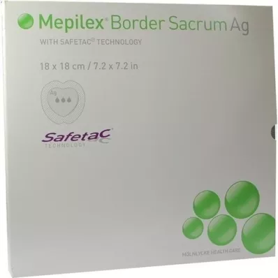 MEPILEX Border Sacrum Ag foam dressing 18x18 cm αποστειρωμένο, 5 τεμάχια