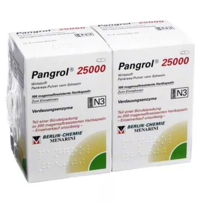 Pangrol 25000 σκληρές κάψουλες με γαστροανθεκτικό επικαλυμμένο δέρμα, 200 τεμάχια