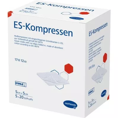 ES-KOMPRESSEN αποστειρωμένο 5x5 cm 12x χύμα συσκευασία, 5X20 τεμάχια