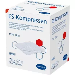 ES-KOMPRESSEN αποστειρωμένο 7,5x7,5 cm 12x χύμα συσκευασία, 5X20 τεμάχια