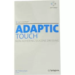 ADAPTIC Επίδεσμος τραύματος σιλικόνης Touch 5x7,6 cm χωρίς επικάλυψη, 10 τεμ