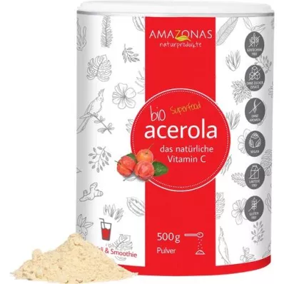 ACEROLA 100% καθαρή βιολογική φυσική βιταμίνη C σε σκόνη, 500 g