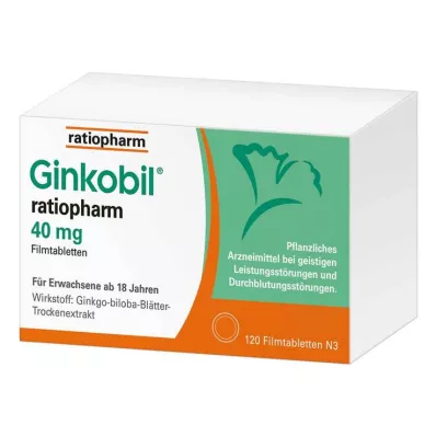 GINKOBIL-ratiopharm 40 mg επικαλυμμένα με λεπτό υμένιο δισκία, 120 τεμάχια GINKOBIL-ratiopharm 40 mg επικαλυμμένα με λεπτό υμένιο δισκία, 120 τεμάχια