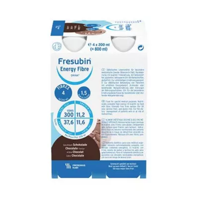 FRESUBIN ENERGY Ίνες DRINK Φιάλη σοκολάτας, 4Χ200 ml