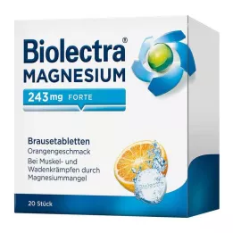 BIOLECTRA Μαγνήσιο 243 mg forte Πορτοκαλί αναβράζοντα δισκία, 20 τεμάχια