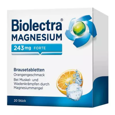 BIOLECTRA Μαγνήσιο 243 mg forte Πορτοκαλί αναβράζοντα δισκία, 20 τεμάχια