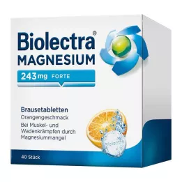 BIOLECTRA Μαγνήσιο 243 mg forte Πορτοκαλί αναβράζοντα δισκία, 40 κάψουλες