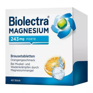 BIOLECTRA Μαγνήσιο 243 mg forte Πορτοκαλί αναβράζοντα δισκία, 40 κάψουλες