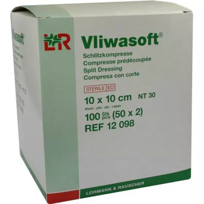 VLIWASOFT Κομπρέσες σχισμών 10x10 cm αποστειρωμένες 4φυλλες, 50X2 τεμάχια