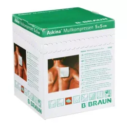 ASKINA Κομπρέσες γάζας 5x5 cm αποστειρωμένες 8 φορές, 25X2 τεμάχια