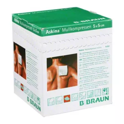 ASKINA Κομπρέσες γάζας 5x5 cm αποστειρωμένες 8 φορές, 25X2 τεμάχια