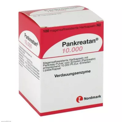 PANKREATAN 10.000 γαστροανθεκτικές σκληρές κάψουλες, 100 τεμάχια PANKREATAN 10.000 γαστροανθεκτικές σκληρές κάψουλες, 100 τεμάχια