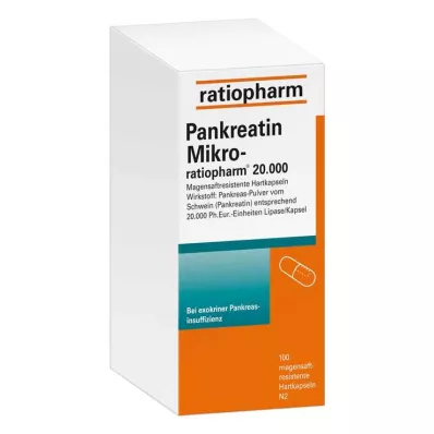 PANKREATIN Σκληρές κάψουλες γαστρικού χυμού Micro-ratio.20.000, 100 τεμάχια