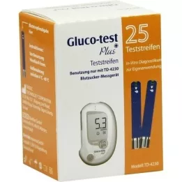 GLUCO TEST Λωρίδες ελέγχου γλυκόζης αίματος Plus, 25 τεμάχια