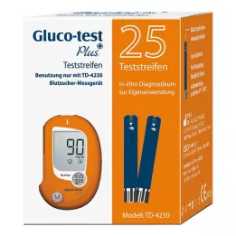 GLUCO TEST Λωρίδες ελέγχου γλυκόζης αίματος Plus, 25 τεμάχια