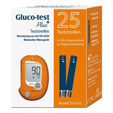 GLUCO TEST Λωρίδες ελέγχου γλυκόζης αίματος Plus, 25 τεμάχια