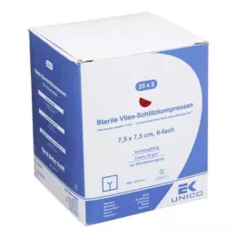 VLIES-SCHLITZKOMPRESSEN 7,5x7,5 cm αποστειρωμένο 6πλό, 25X2 τεμ