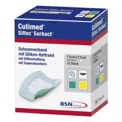 Επίδεσμος Cutimed Siltec Sorbact PU-7,5x7,5 cm, 12 τεμ