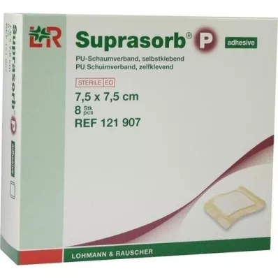 SUPRASORB P PU-Αυτοκόλλητο αφρώδες μαξιλάρι 7,5x7,5 cm, 8 τεμ