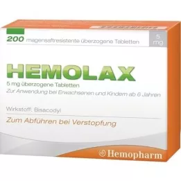 HEMOLAX Εντερικά επικαλυμμένα δισκία 5mg, 200 τεμάχια