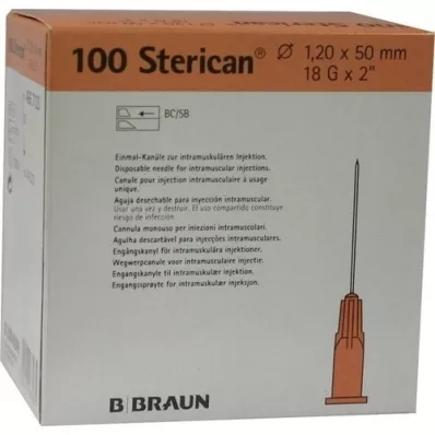 STERICAN Κάνουλες 18 Gx2 1,2x50 mm, 100 τεμ