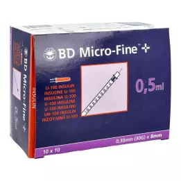 BD MICRO-FINE+ Insulinspr.0,5 ml U100 8 mm, 100X0.5 ml