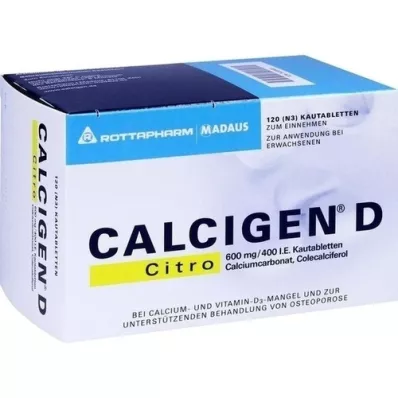CALCIGEN D Citro 600 mg/400 I.U. Μασώμενα δισκία, 120 κάψουλες