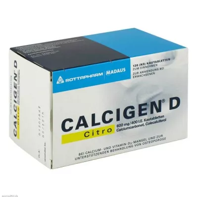 Calcigen D Citro 600 mg / 400 IU μασώμενα δισκία, 120 τεμ