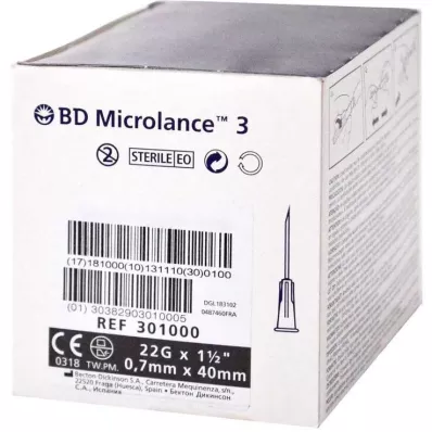 BD Ειδική κάνουλα Microlance 22 G 1 1 / 2, 100 τεμάχια BD Ειδική κάνουλα Microlance 22 G 1 1 / 2, 100 τεμάχια
