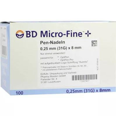BD MICRO-FINE+ 8 βελόνες στυλό 0,25x8 mm, 100 τεμ