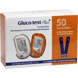 GLUCO TEST Λωρίδες ελέγχου γλυκόζης αίματος Plus, 50 τεμάχια