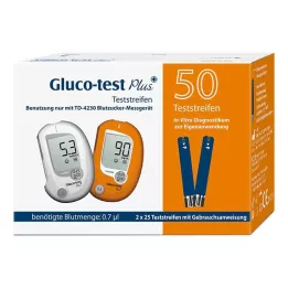 GLUCO TEST Λωρίδες ελέγχου γλυκόζης αίματος Plus, 50 τεμάχια