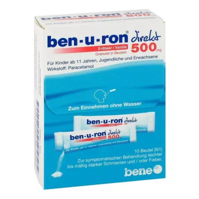 Ben-U-Ron direct 500 mg κόκκοι φράουλα/βανίλια, 10 τεμ