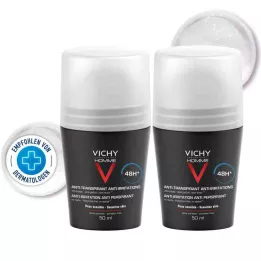 VICHY HOMME Αποσμητικό roll-on για ευαίσθητο δέρμα 48h DP, 2X50 ml