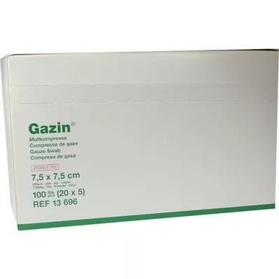 GAZIN Γάζες 7,5x7,5 cm αποστειρωμένες 12x medium, 20X5 τεμ