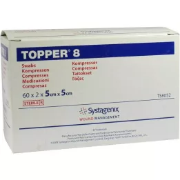 Topper 8 κομπρέσα αποστειρωμένο 5x5cm, 60X2 τεμ