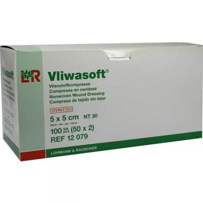Κομπρέσες fleece Vliwasoft 5x5cm 6 στρώσεις αποστειρωμένες, 50x2 τεμάχια