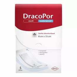 DRACOPOR αδιάβροχος επίδεσμος τραύματος 8x15 cm αποστειρωμένος, 5 τεμ