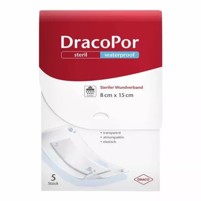 DRACOPOR αδιάβροχος επίδεσμος τραύματος 8x15 cm αποστειρωμένος, 5 τεμ
